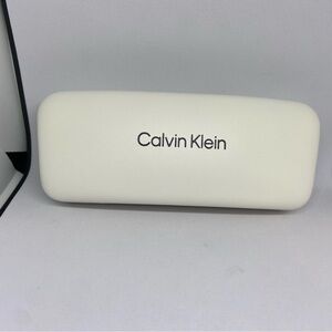 Calvin Klein large white eye glass case with logo Hard Case NEW